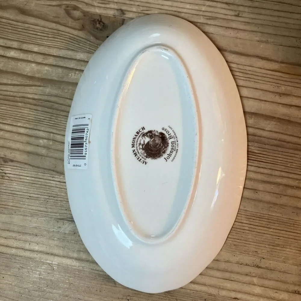 Johnson Brothers Autumn monarch Turkey Gravy Boat Sauce bowl w/plate NWT Sticker